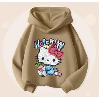 Áo khoác nỉ HELLO KITTY bé gái, Áo Hoodie siêu dễ thương fom rộng chất nỉ bông mềm mịn cho bé 6-30kg