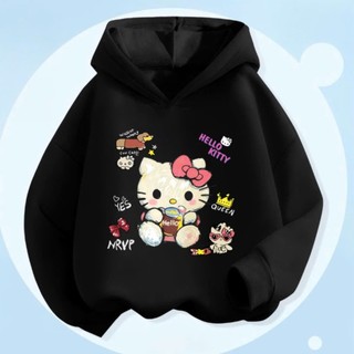 Áo khoác nỉ HELLO KITTY bé gái, Áo Hoodie siêu dễ thương fom rộng chất nỉ bông mềm mịn cho bé 6-30kg