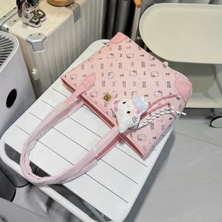 ( HÀNG ĐẸP ) Túi xách nữ dáng tote Hello Kitty đeo vai tặng kèm móc Kitty size35 thời trang sang trọng tiện ích TT02