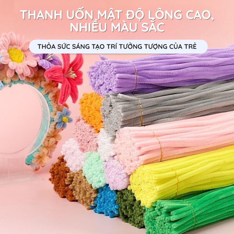 Que Nhung Uốn Nắn Thủ Công Làm Hoa, Trang Trí, Đồ Handmade - Kẽm Nhung Nhiều Màu Pastel