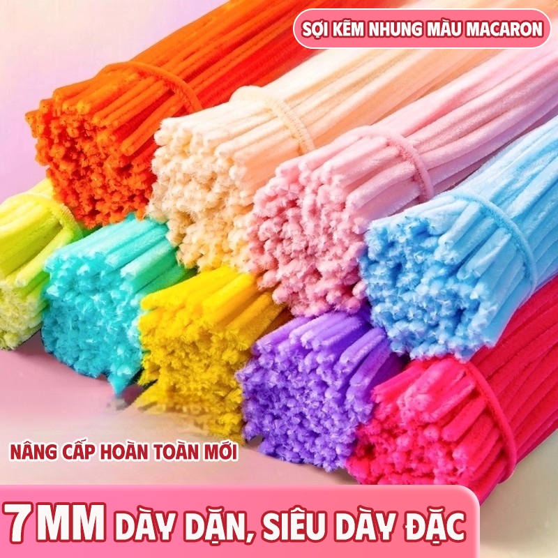 Que Nhung Uốn Nắn Thủ Công Làm Hoa, Trang Trí, Đồ Handmade - Kẽm Nhung Nhiều Màu Pastel