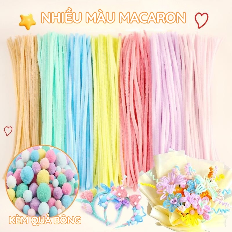 Que Nhung Uốn Nắn Thủ Công Làm Hoa, Trang Trí, Đồ Handmade - Kẽm Nhung Nhiều Màu Pastel