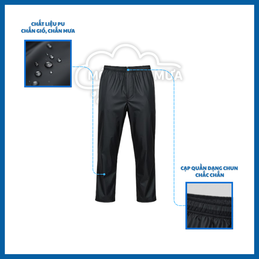 Áo mưa bộ chất liệu PU 02 lớp chắn mưa chắn gió siêu bền (áo + quần) - Tặng 01 ủng mưa