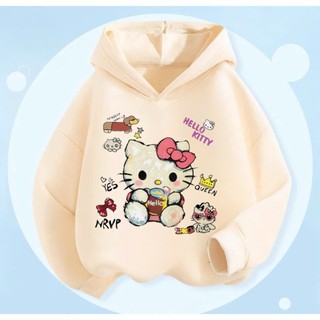 Áo khoác nỉ HELLO KITTY bé gái, Áo Hoodie siêu dễ thương fom rộng chất nỉ bông mềm mịn cho bé 6-30kg