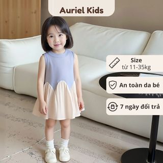 Váy Cho Bé Gái, Váy Sát Nách Cho Bé Gái Thiết Kế Tiểu Thư Chất Liệu Cotton Thoáng Mát