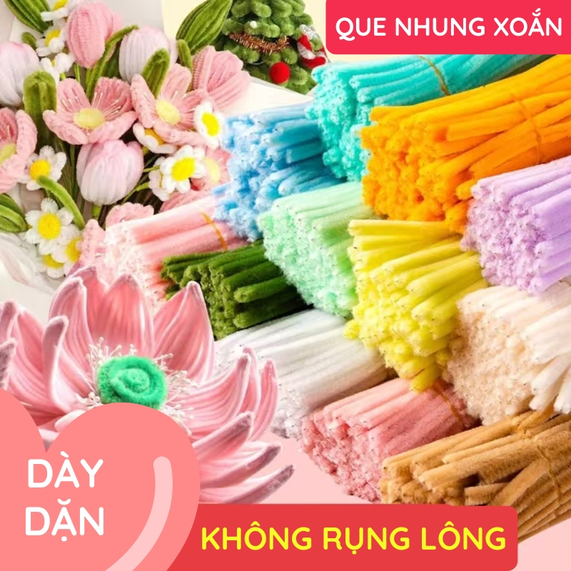 Que Kẽm Nhung Uốn Nắn Handmade – Dây Nhung Dày Nhiều Màu Làm Hoa Và Trang Trí DIY Sáng Tạo