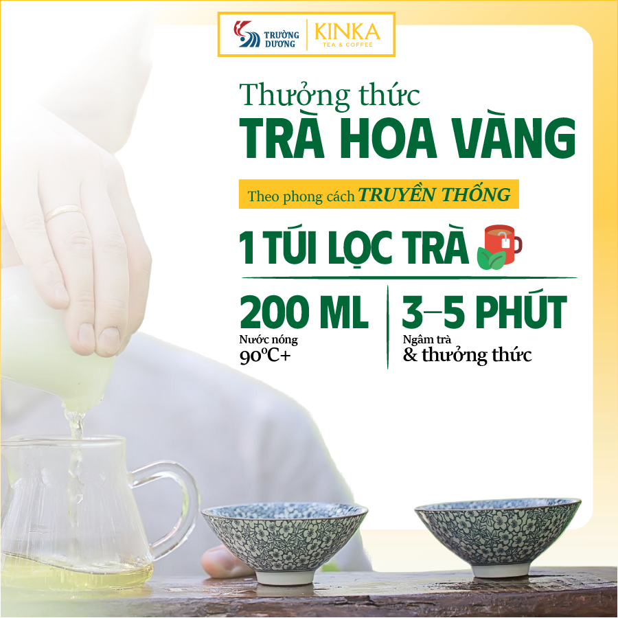 KINKA Trà Hoa Vàng Gia Lai & Atiso - hỗ trợ chức năng gan, chống oxy hoá - Hộp 20 gói x 2g