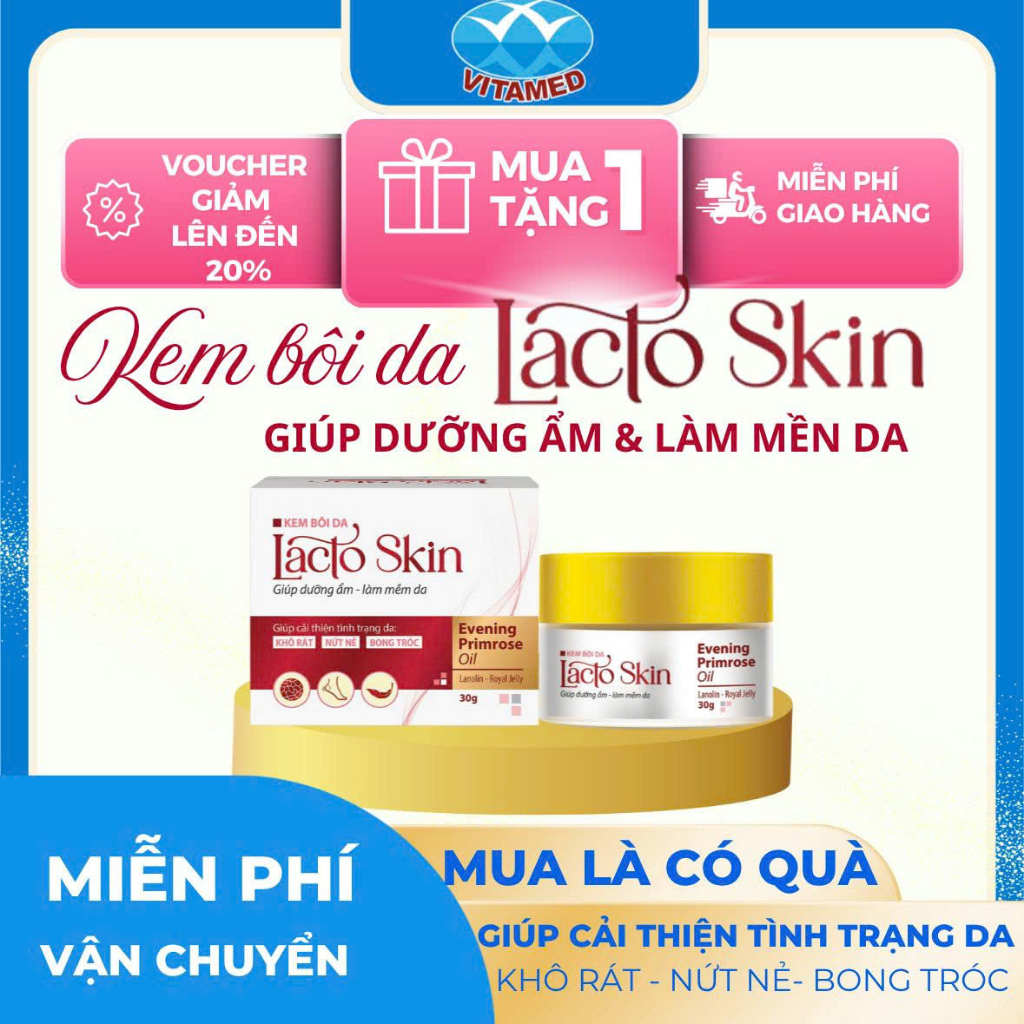 Kem Bôi Dưỡng Ẩm , Làm Mềm Da LACTO SKIN 30g- Giúp cải thiện tình trạng tình trạng bong tróc, nứt nẻ