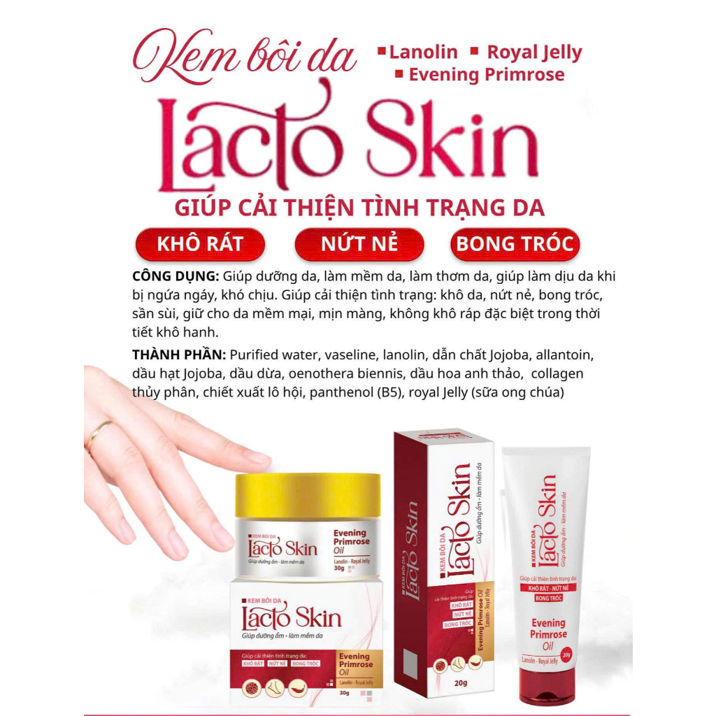 Kem Bôi Dưỡng Ẩm , Làm Mềm Da LACTO SKIN 30g- Giúp cải thiện tình trạng tình trạng bong tróc, nứt nẻ