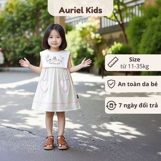 Váy Cho Bé Gái, Váy Sát Nách Cho Bé Thêu Hình Sinh Nhật Dễ Thương Chất Liệu Cotton Thoáng Mát
