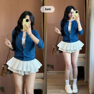 Áo khoác cardigan len nữ mỏng áo len dệt kim dài tay cổ tròn basic áo cadigan cài khuy màu trơn đi học đi làm 139