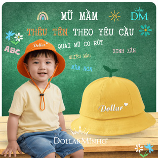Mũ thêu tên cho bé hình Mầm xanh
