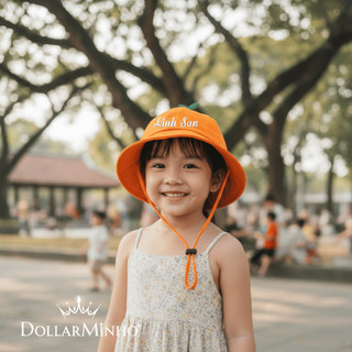 Mũ thêu tên cho bé hình Mầm xanh