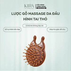 Lược Gỗ Mini Hình Tai Thỏ – Lược Tròn Cầm Tay Massage Da Đầu Dễ Thương