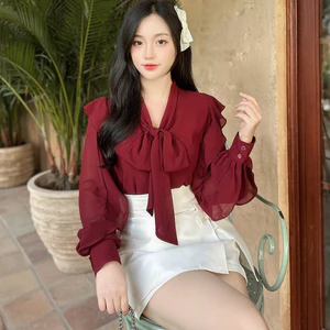 Áo sơ mi bèo tay nơ cổ style Hàn Quốc A2579 Kymie