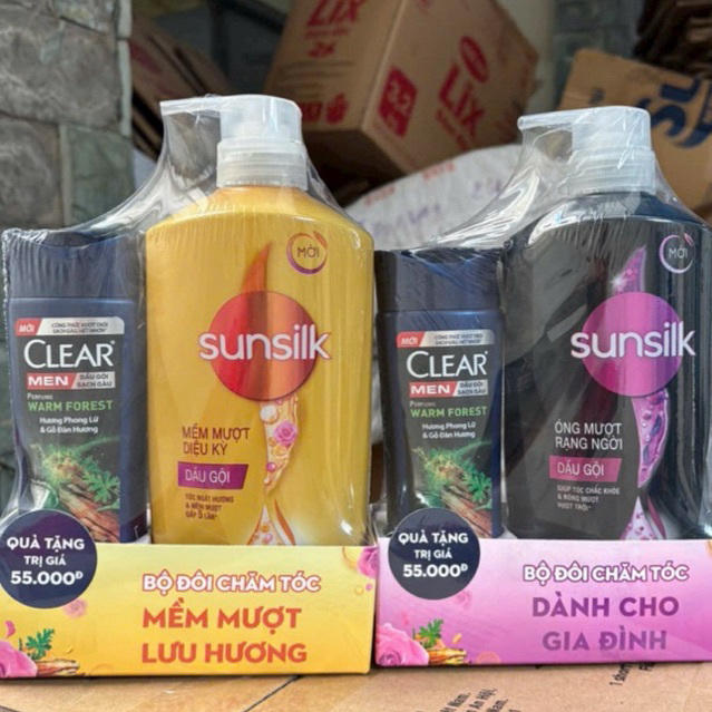 ( TẶNG CLEAR men 140G) Dầu gội sunsilk 600g tặng kèm chai clear men hương gỗ 140g