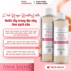 Nước tẩy trang dịu nhẹ Alma Secret Micellar Pink Mango 250ml làm sạch sâu chính hãng
