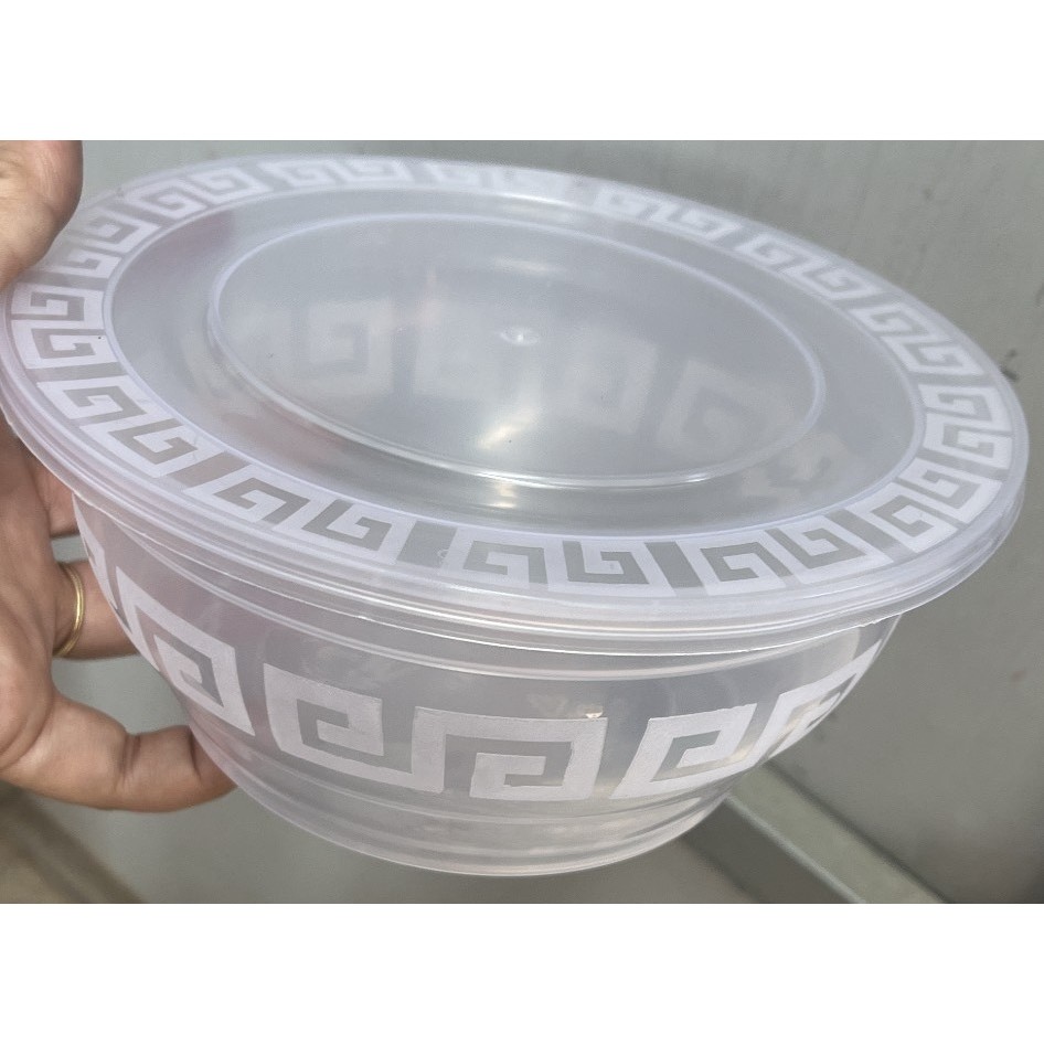 10 Tô nhựa trong suốt, tô không nắp 750ml hoặc tô có nắp 1000ml, chịu được nước đun sôi.