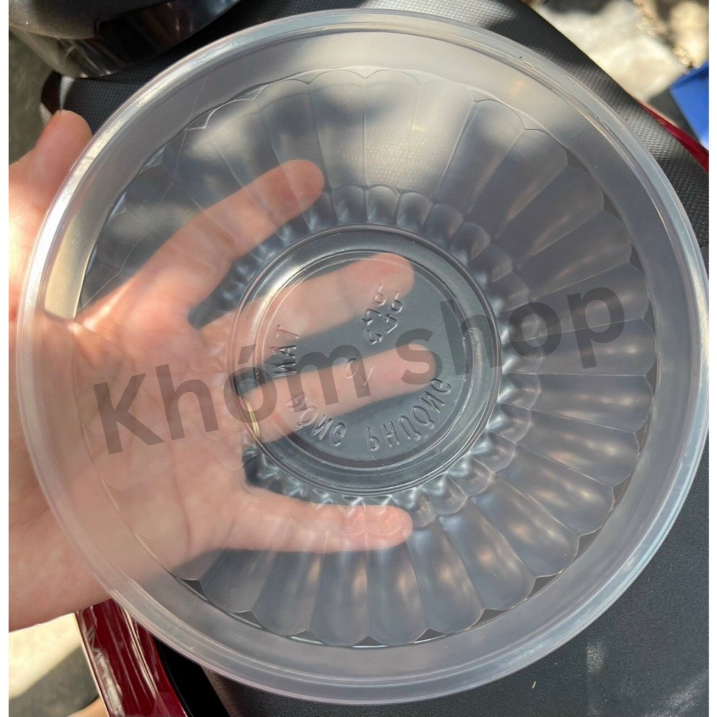 10 Tô nhựa trong suốt, tô không nắp 750ml hoặc tô có nắp 1000ml, chịu được nước đun sôi.