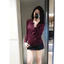 Áo len dài tay dệt kim 7 cúc cổ bẻ màu đỏ burgundy cao cấp, chất len mịn mềm hot hit