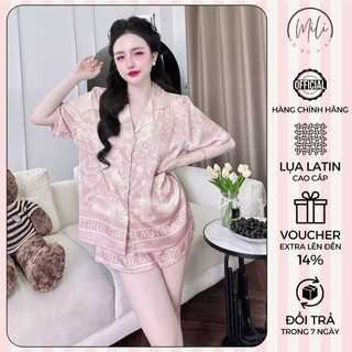 Đồ Bộ Pijama Nữ Cộc Tay MiLi – Áo Tay Ngắn Nút Bọc, Quần Đùi Có Túi – Lụa Latin Cao Cấp Sang Trọng