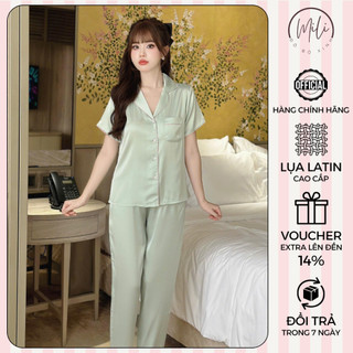 Đồ Bộ Pijama Nữ MiLi – Lụa Latin Cao Cấp, Áo Tay Ngắn Trơn Chạy Viền Có Túi, Quần Dài Có Túi, Đồ Ngủ Xinh