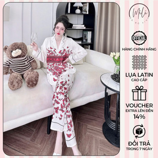 ĐỒ BỘ PIJAMA FORM RỘNG. TAY DÀI CỔ VUÔNG. Cổ Áo Vuông Nhọn. Quần Dài Có Túi. Lụa Latin Cao Cấp.