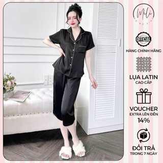 Đồ Bộ TẾT, Đồ Bộ Pijama, LỬNG MÀU TRƠN, Đồ Ngủ Nữ. Quần Lửng Có Túi. Vải Lụa Latin Cao Cấp.