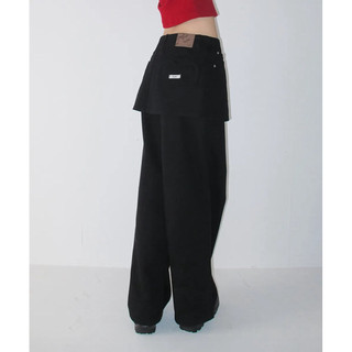 HEART POCKET DENIM SKIRT LAYERED PANTS – MEDIUM