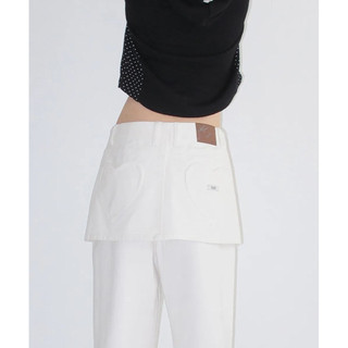 HEART POCKET DENIM SKIRT LAYERED PANTS – MEDIUM