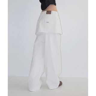 HEART POCKET DENIM SKIRT LAYERED PANTS – MEDIUM