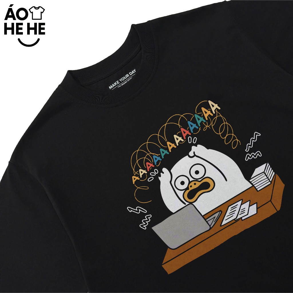 Áo Thun In Chữ Hài Hước  Aaaaaaa Câu Nói Text Văn Phòng Công Sở Form Rộng Cotton 250gsm