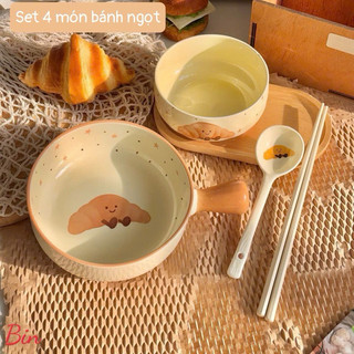 Set bát 4 món hoạ tiết bánh ngọt siêu dễ thương