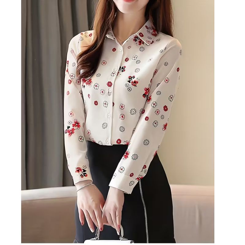 Áo Sơ Mi Nữ Chất Lụa Mango Họa Tiết Hoa Nhí Nhẹ Nhàng Sang Trọng- A47