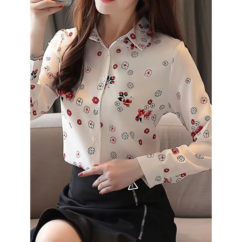 Áo Sơ Mi Nữ Chất Lụa Mango Họa Tiết Hoa Nhí Nhẹ Nhàng Sang Trọng- A47