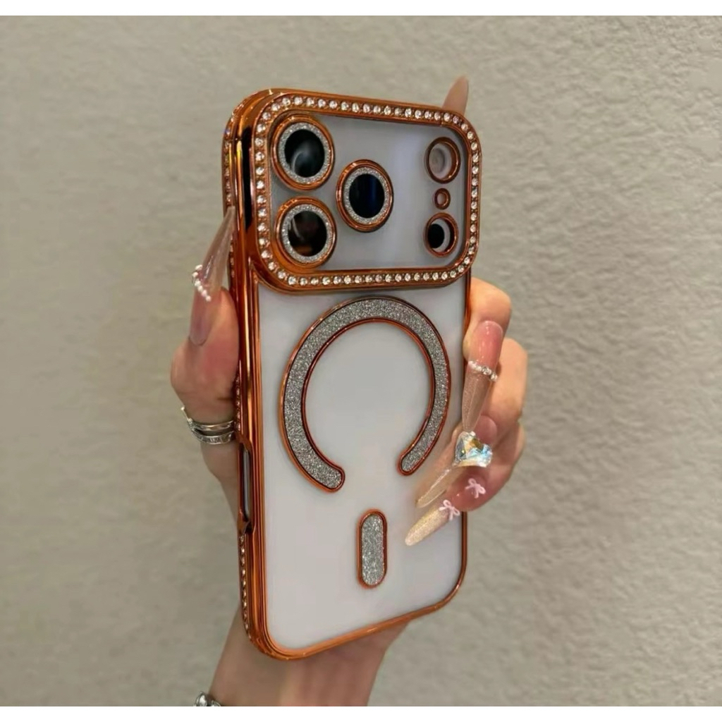 Ốp lưng đính đá hỗ trợ sạc không dây IPhone 17Promax 17Pro 17Air 17 17 16 15 14 13 12 11Promax