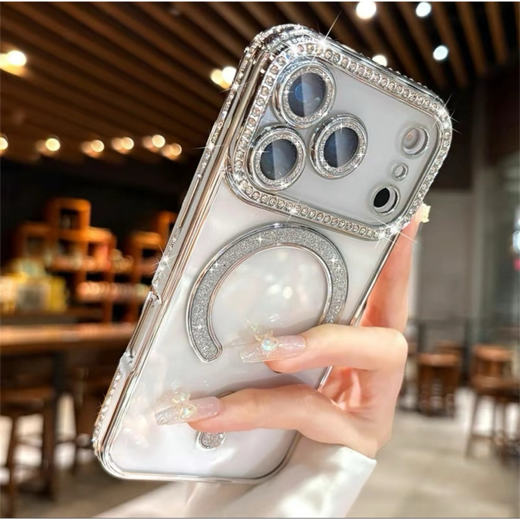 Ốp lưng đính đá hỗ trợ sạc không dây IPhone 17Promax 17Pro 17Air 17 17 16 15 14 13 12 11Promax