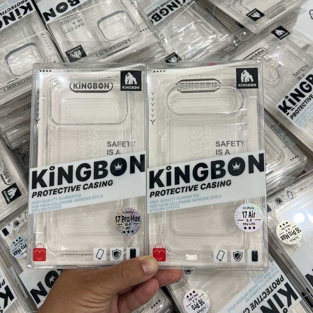 Ốp KINGBON trong suốt Crystal chống ố vàng cho IPhone 17Promax Pro Air 12 13 14 15 16Promax Pro Plus