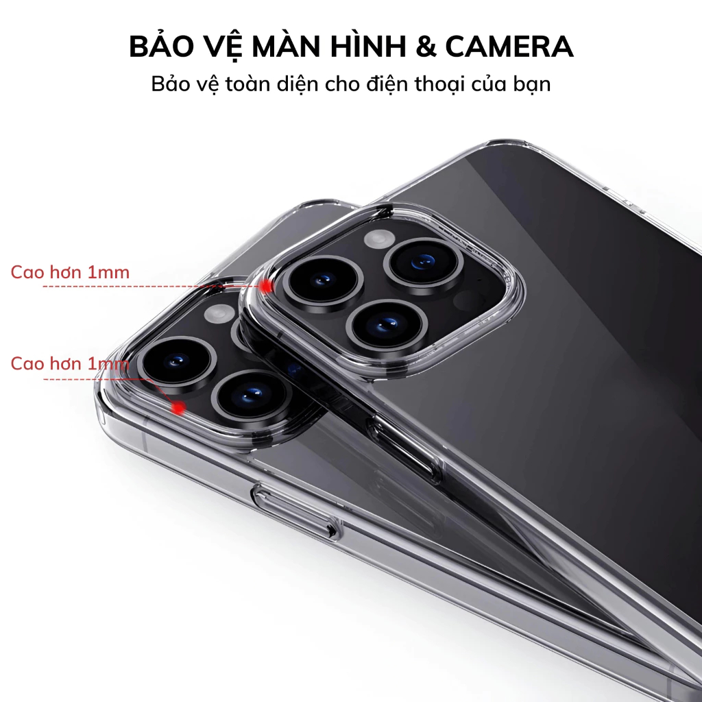 Ốp KINGBON trong suốt Crystal chống ố vàng cho IPhone 17Promax Pro Air 12 13 14 15 16Promax Pro Plus