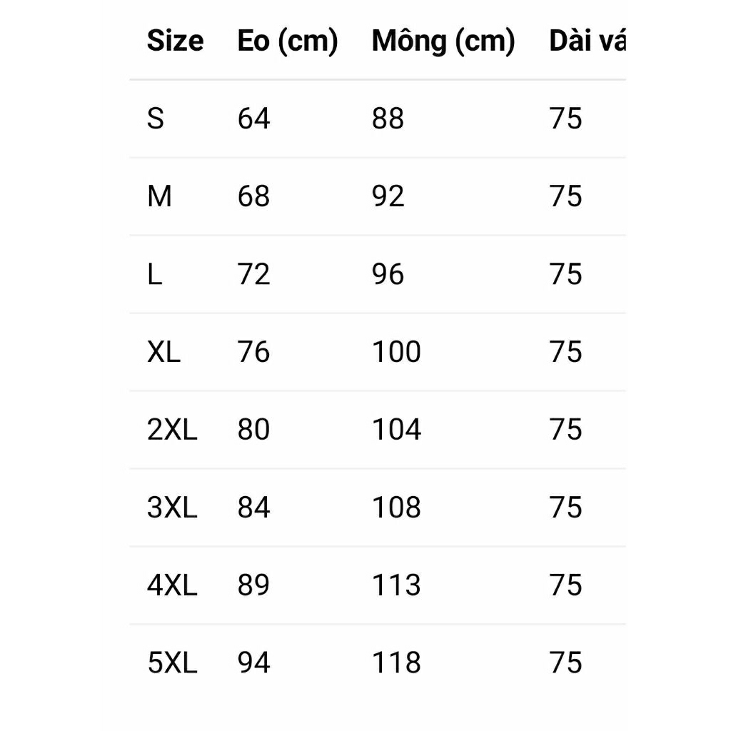 (S-5XL) Chân váy A dài 75cm xẻ phía trước