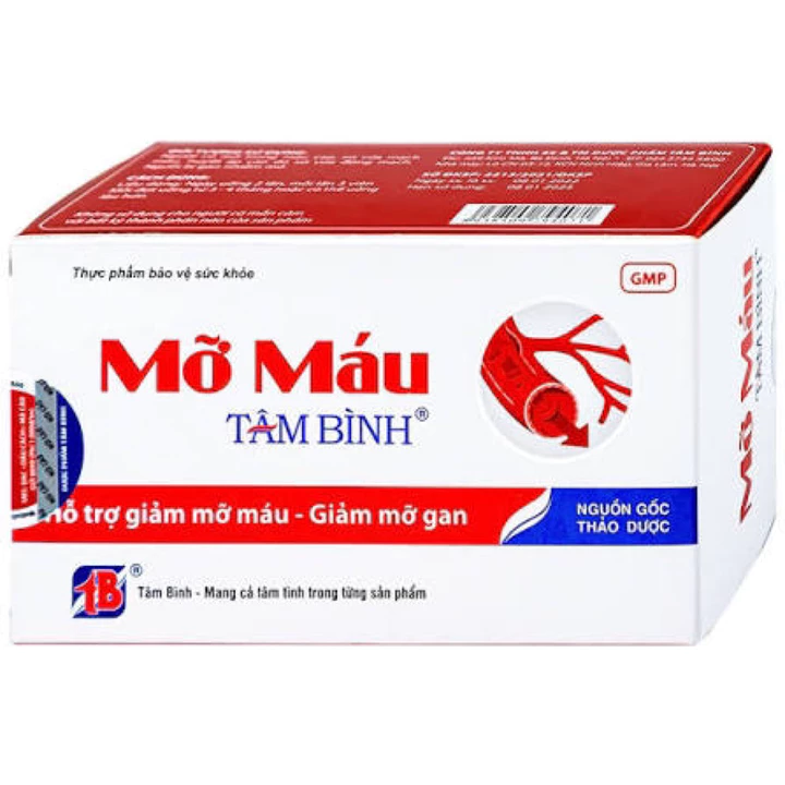 Viên Mỡ Máu Tâm Bình – Hỗ Trợ Giảm Mỡ Máu, Ổn Định Cholesterol – Hộp 60 Viên