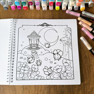 Bộ Tranh Tô Màu Moonlight Realm 40 Tranh, Giấy dày 200gsm Quyển A4 A5, Phù Hợp Màu Marker, Acrylic, Chì Màu, Sáp Màu