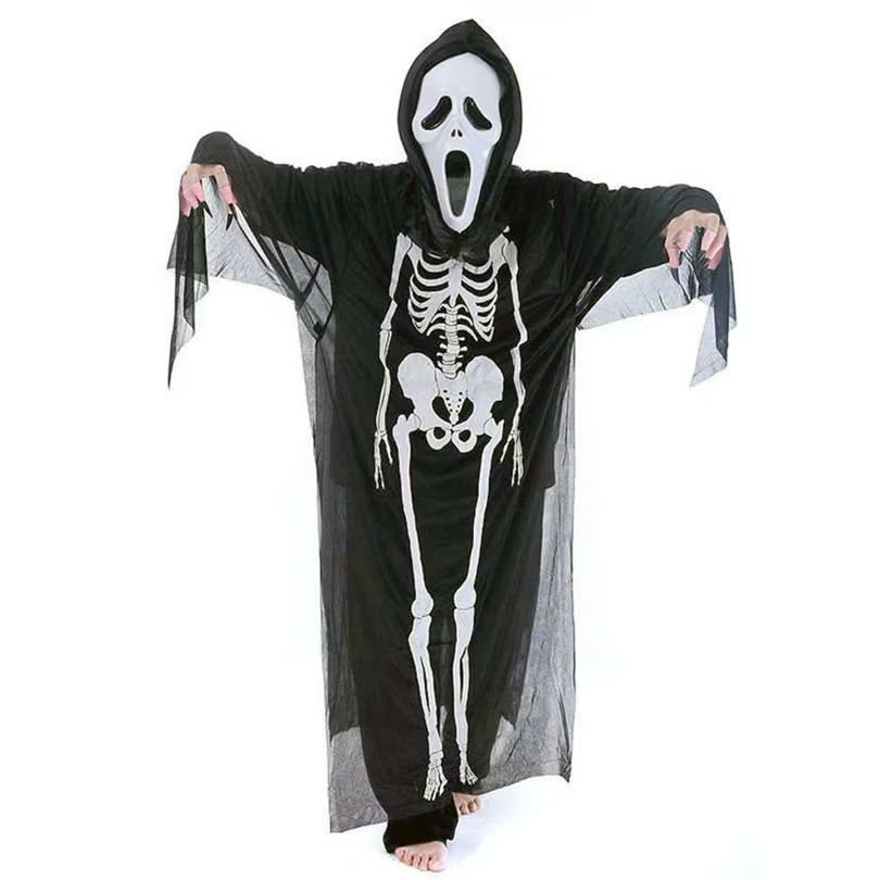 Bộ hóa trang ma Halloween hình khung xương kèm mặt nạ, có móng vuốt và  tay xương
