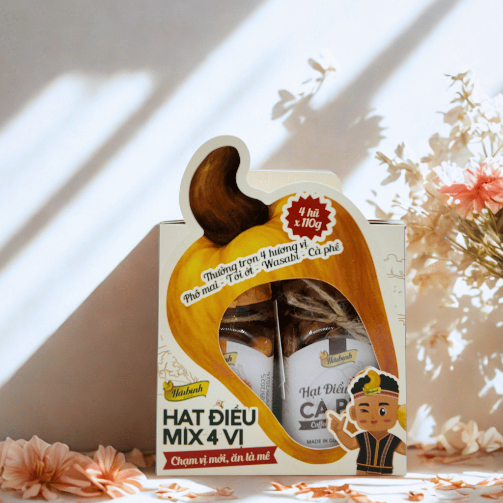 |Box 4| Hộp 4 hạt điều mix vị (điều tỏi ớt, điều phô mai, điều wasabi, điều cà phê)