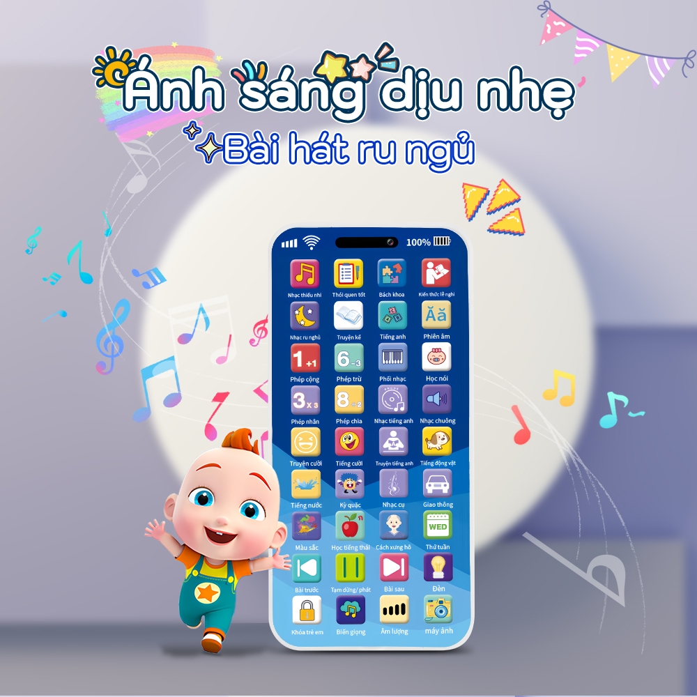 Điện Thoại Giả Cho Trẻ Em 45 Phím – Học Mà Chơi Với Nhiều Chủ Đề Học Tập & Giải Trí, Thiết Kế Chống Cấn