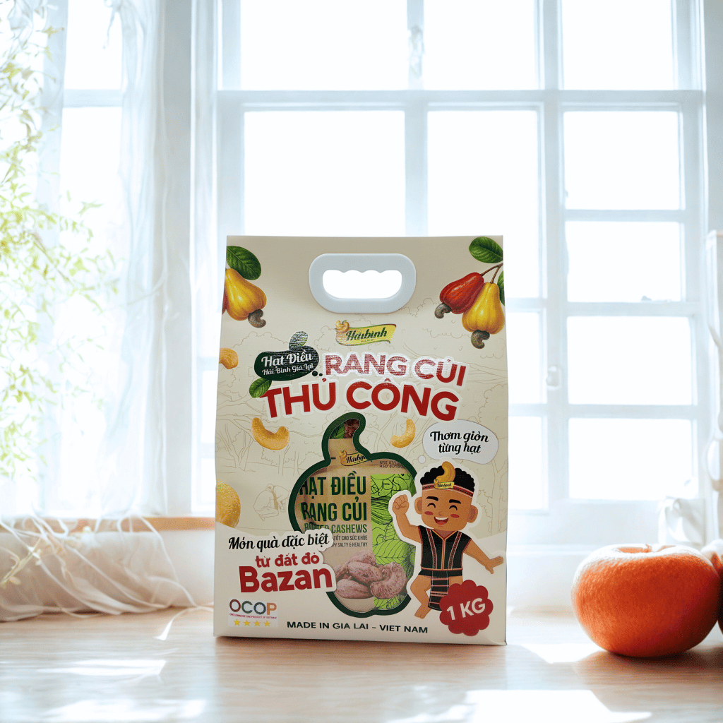 [Mua 1 Tặng 1] Túi hạt điều 1kg - Combo 10 gói hạt điều rang củi 100g (tặng gói hạt điều tẩm vị 200g bất kì)