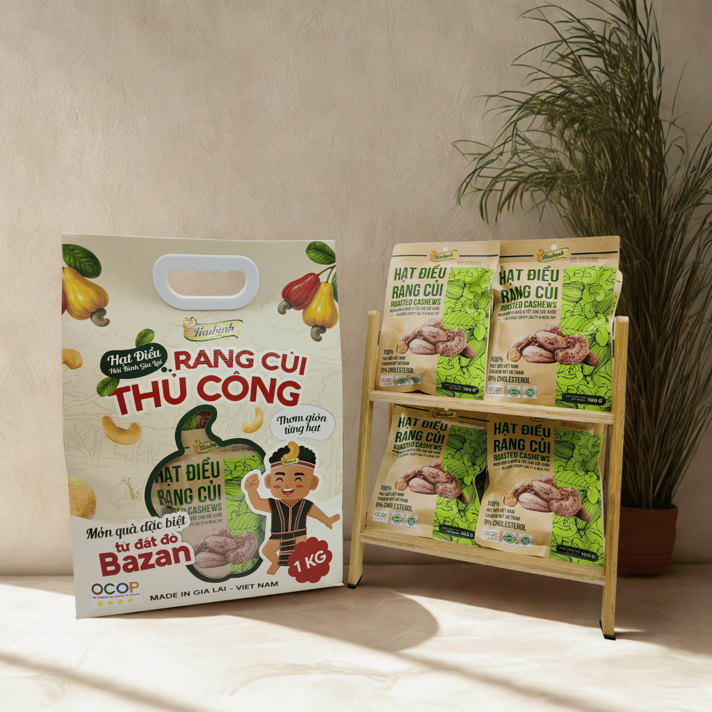 [Mua 1 Tặng 1] Túi hạt điều 1kg - Combo 10 gói hạt điều rang củi 100g (tặng gói hạt điều tẩm vị 200g bất kì)