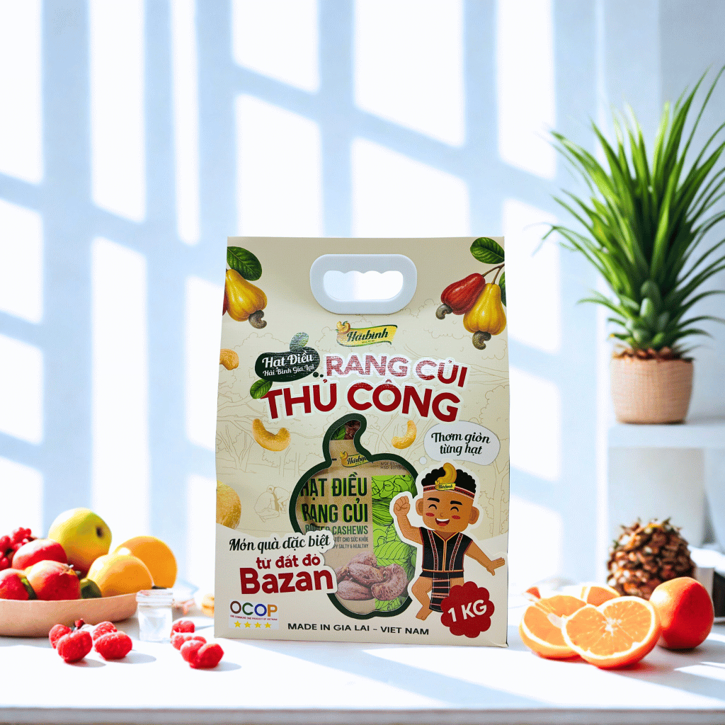 [Mua 1 Tặng 1] Túi hạt điều 1kg - Combo 10 gói hạt điều rang củi 100g (tặng gói hạt điều tẩm vị 200g bất kì)