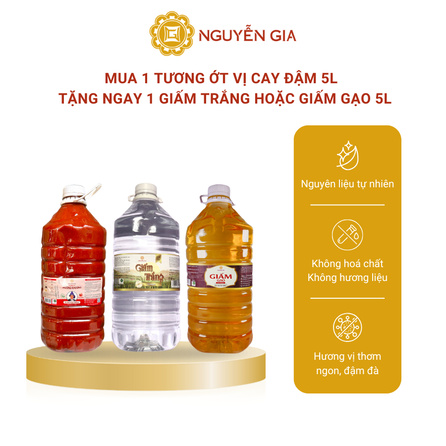 [MUA 1 TẶNG 1] Mua 1 Tương Ớt Mường Khương Truyền Thống Cay Đậm 5L Tặng 1 Giấm Trắng hoặc Giấm Gạo 5L NGCBTK007