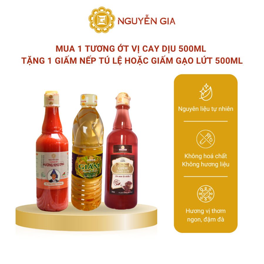 [MUA 1 TẶNG 1] Mua 1 Tương Ớt Mường Khương Truyền Thống Cay Dịu 500ml Tặng 1 Giấm Nếp Tú Lệ hoặc Giấm Gạo Lứt 500ml